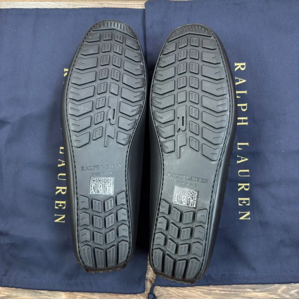 Ralph Lauren Purple Label Men 11 D Harold Tassel Loafers Black Leather Italy NEW